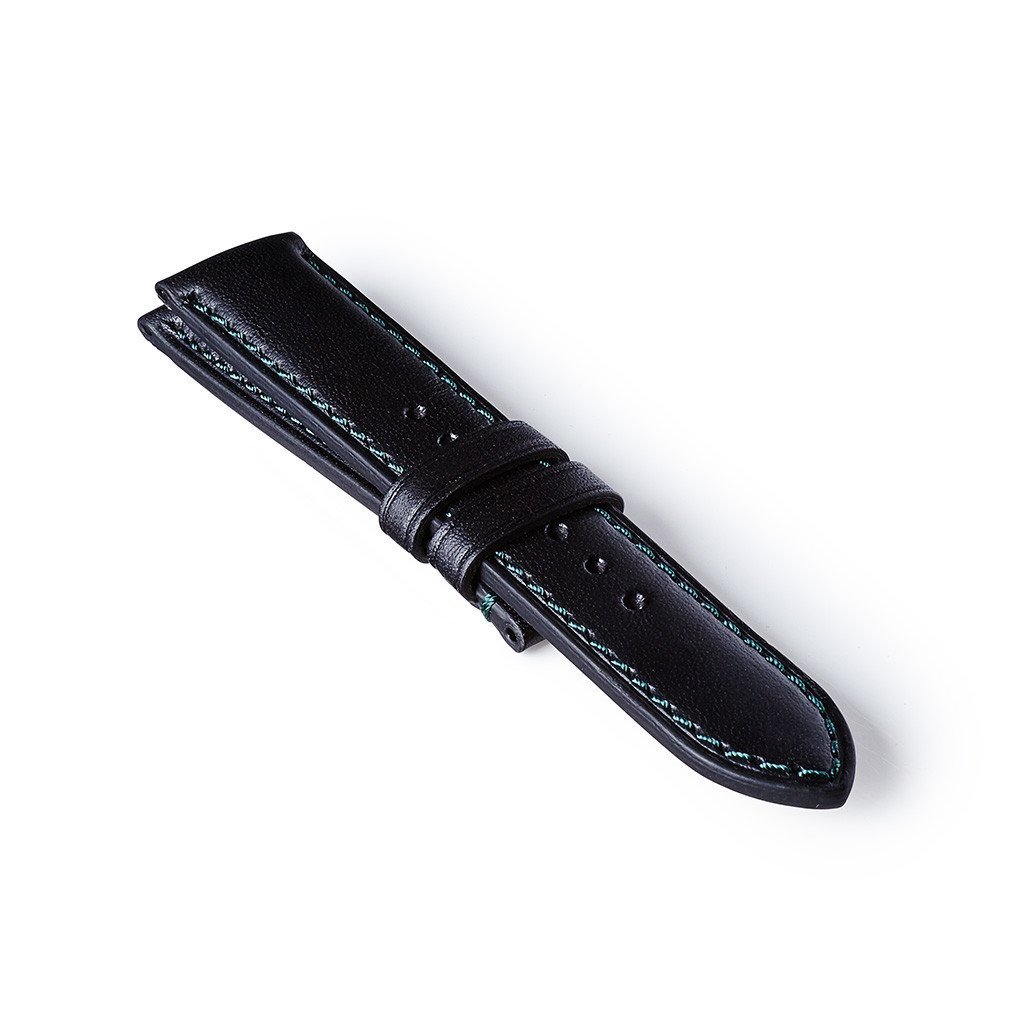 Bremont Chronometers Straps Mens black Leather Strap green stitching