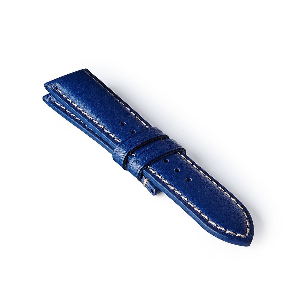 Bremont Chronometers Straps Mens light blue Leather blue Strap white stitching