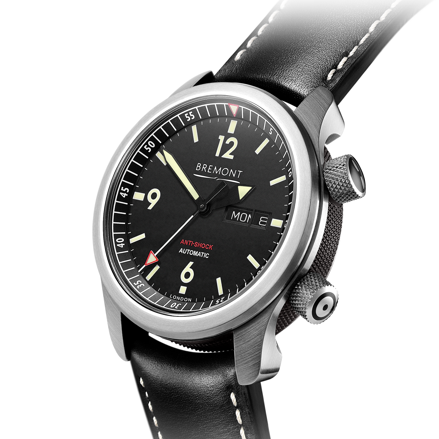 U-2 ss Black Pilot's Watch Bracelet