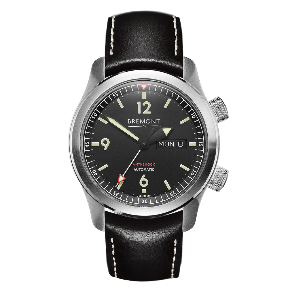 U-2 ss Black Pilot's Watch Bracelet