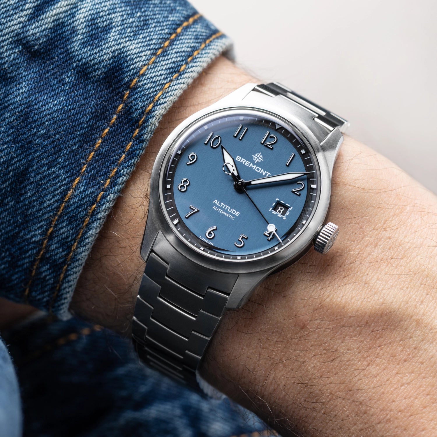 Altitude 39mm Blue Dial Bracelet - Close Up - Bremont
