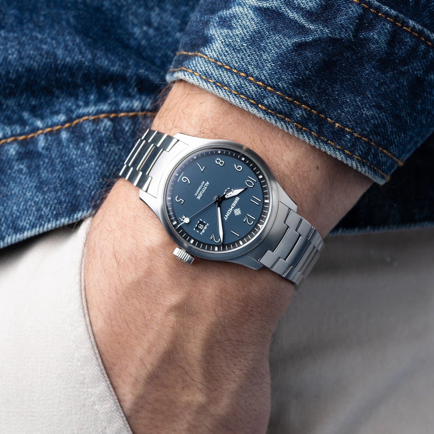 Altitude 39mm Blue Dial Bracelet - Wrist Shot - Bremont