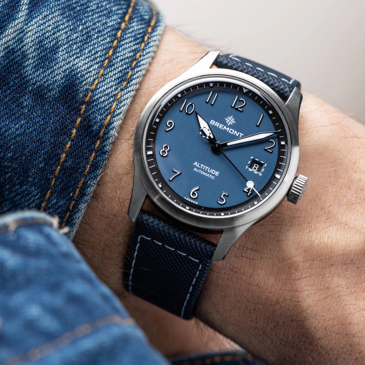 Altitude 39mm Blue Dial Leather Strap - Wrist Shot - Bremont
