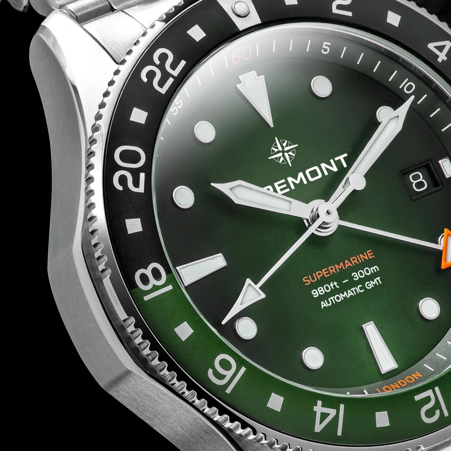 Bremont Watch Company Watches | Mens | Supermarine Supermarine 300M GMT, Tundra Green, Rubber Strap