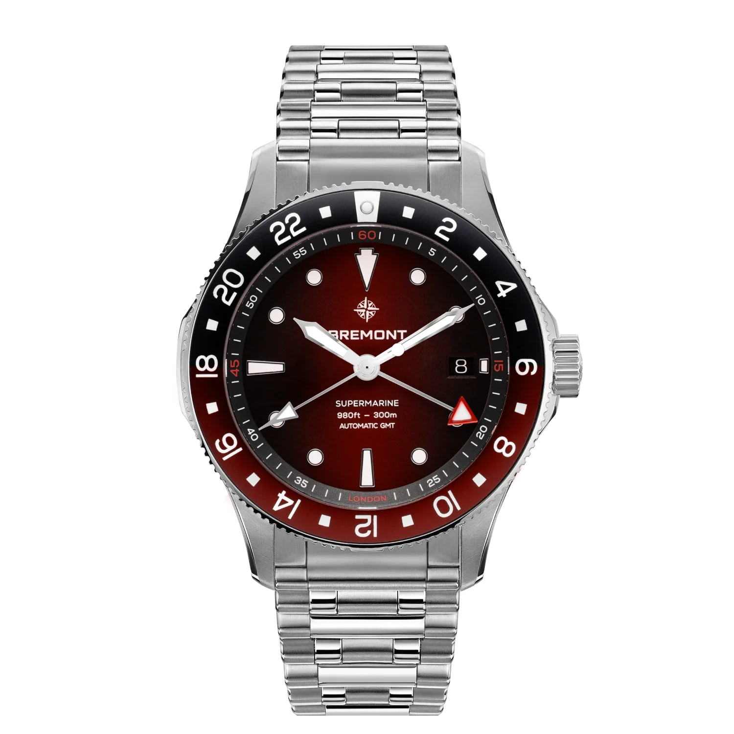 Bremont Watch Company Watches | Mens | Supermarine Supermarine 300M GMT, Ember Red, Bracelet