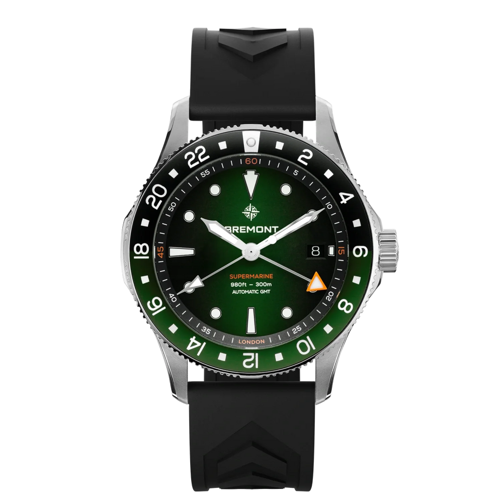 Bremont Watch Company Watches | Mens | Supermarine Supermarine 300M GMT, Tundra Green, Rubber Strap