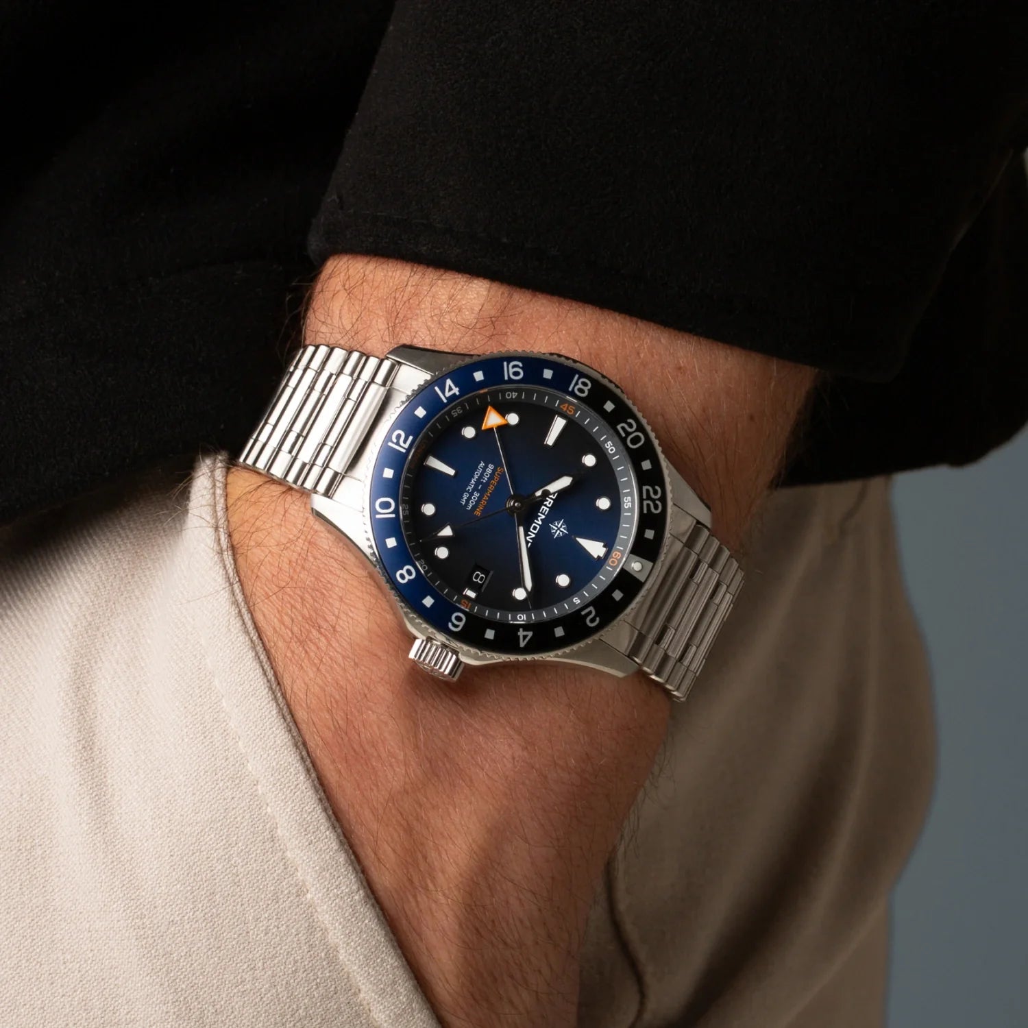 Bremont Watch Company Watches | Mens | Supermarine Supermarine 300M GMT, Glacier Blue, Bracelet