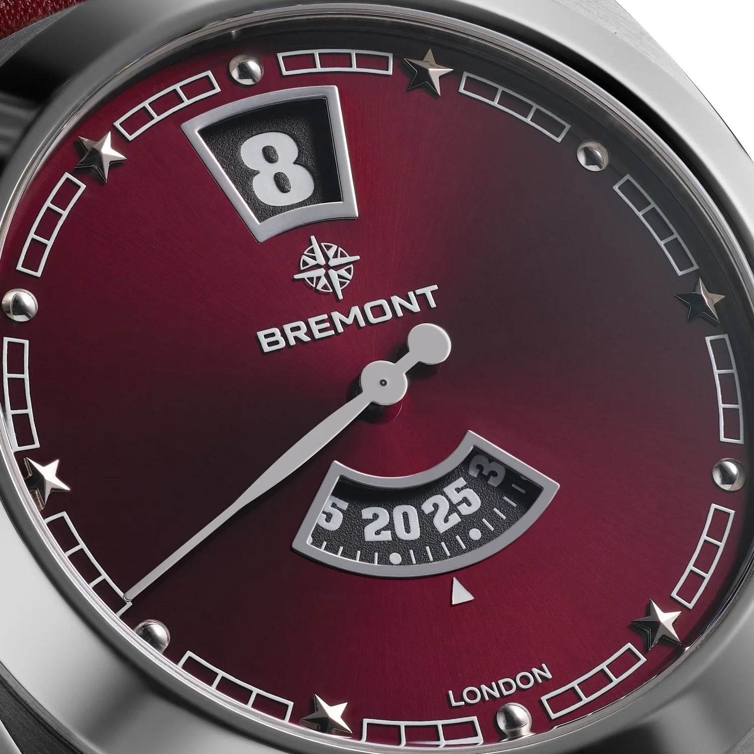 Terra Nova 35mm Jumping Hour Burgundy Bracelet
