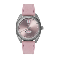 Terra Nova 35mm Jumping Hour Frosted Pink Leather Strap