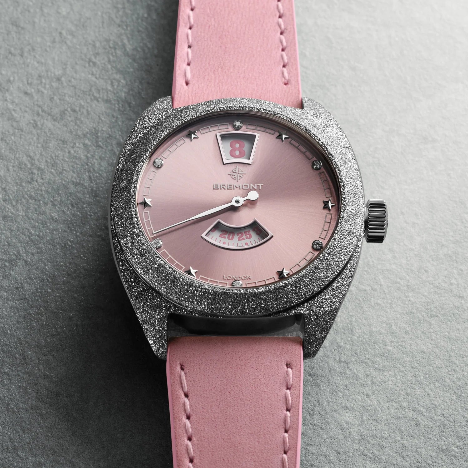 Terra Nova 35mm Jumping Hour Frosted Pink Leather Strap