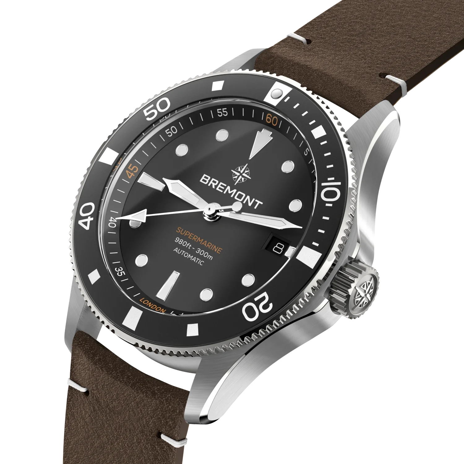 Bremont Watch Company Watches | Mens | Supermarine Supermarine 300M Date [Black Dial, Leather]