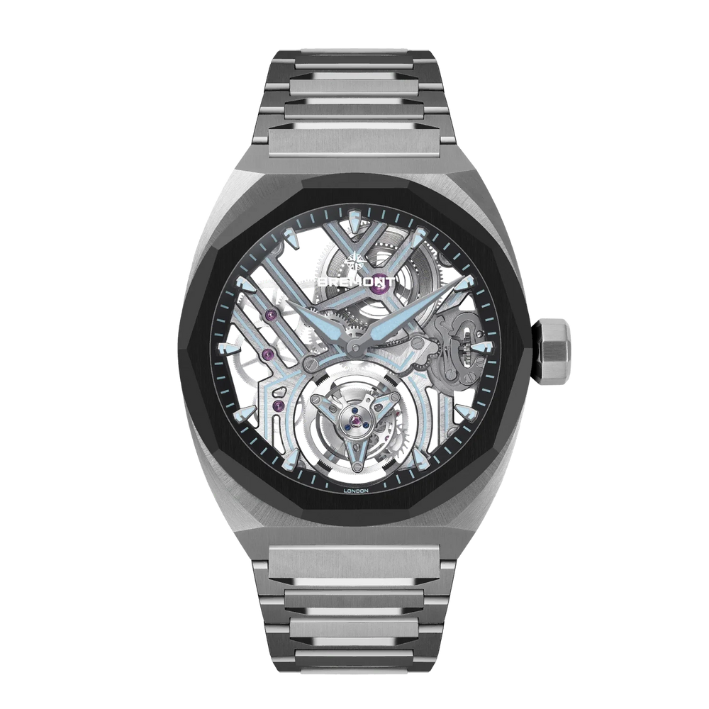 Bremont Supernova Tourbillon Silver watch with a detailed face on a white background