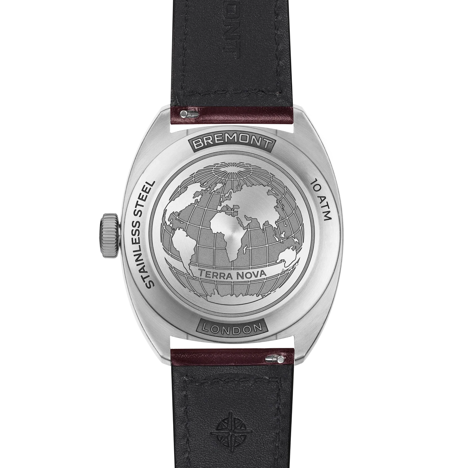 Terra Nova 40.5mm Jumping Hour Burgundy Leather Strap