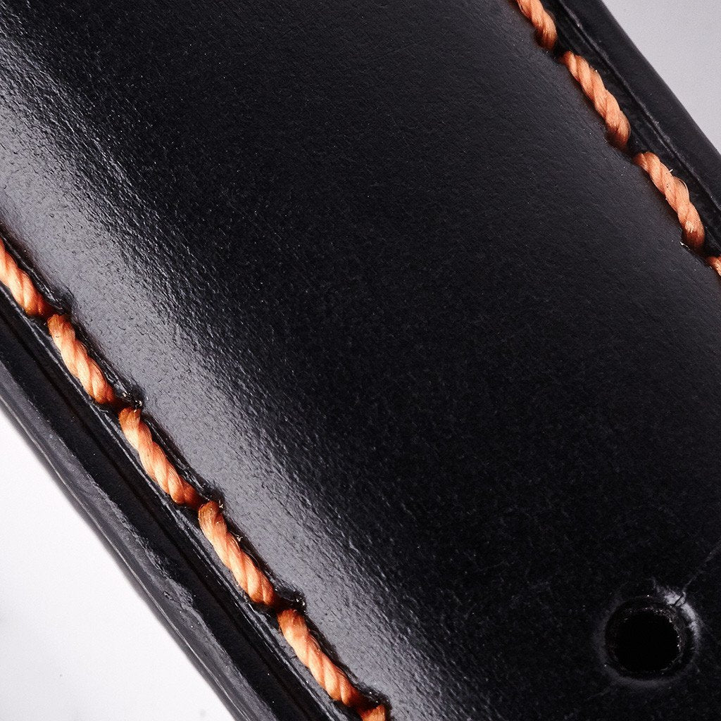 Bremont Chronometers Straps mens  Leather Leather Strap - Black orange stitching
