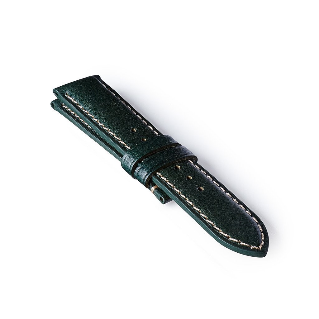 Leather Strap - Green/White