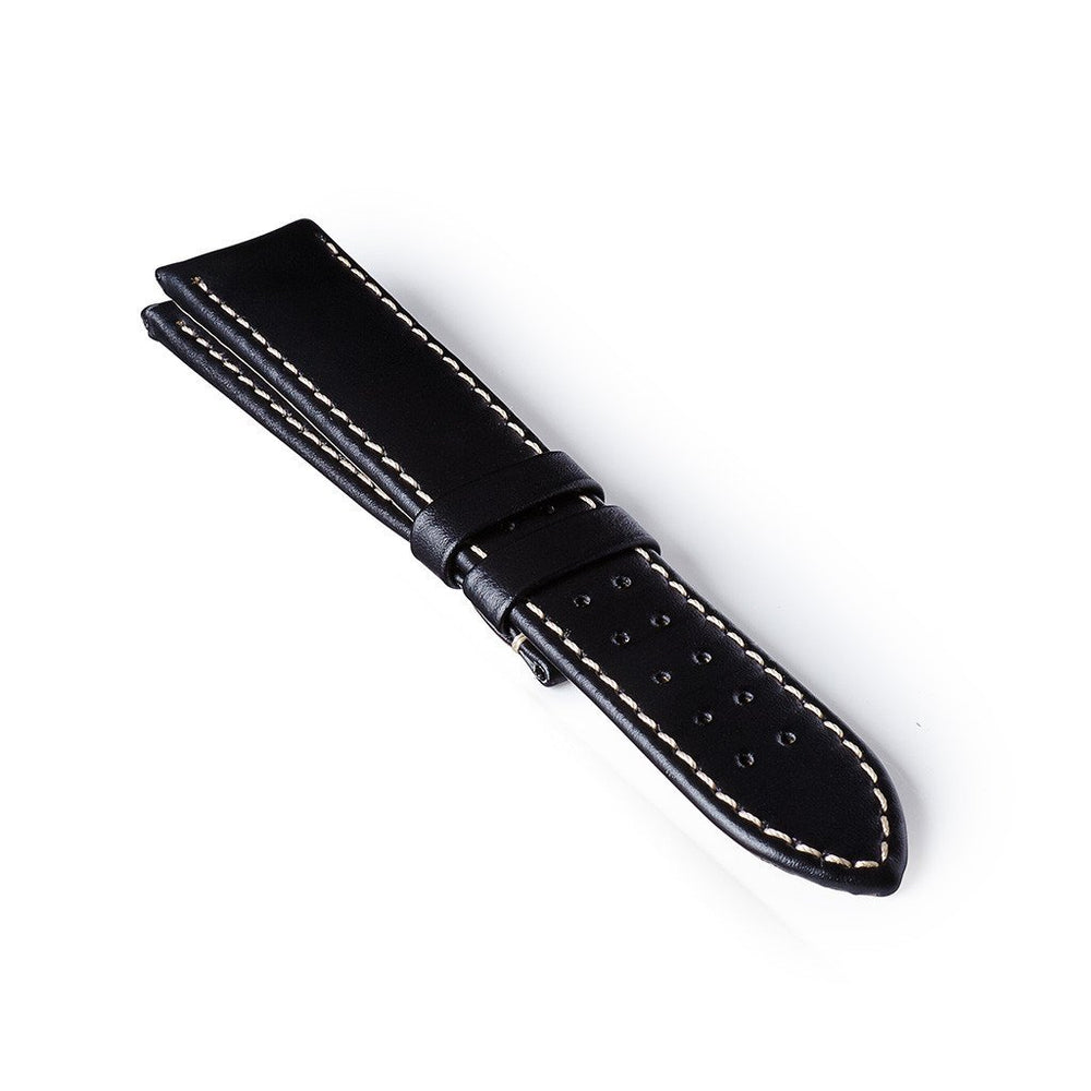 Bremont Chronometers Straps Mens Black EP120 Leather Strap white stitching