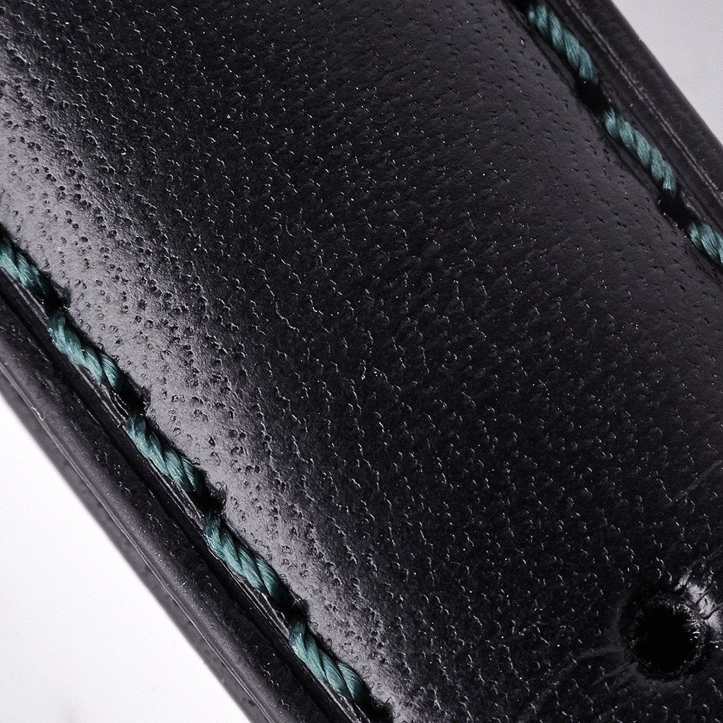 Bremont Chronometers Straps Mens black Leather Strap green stitching