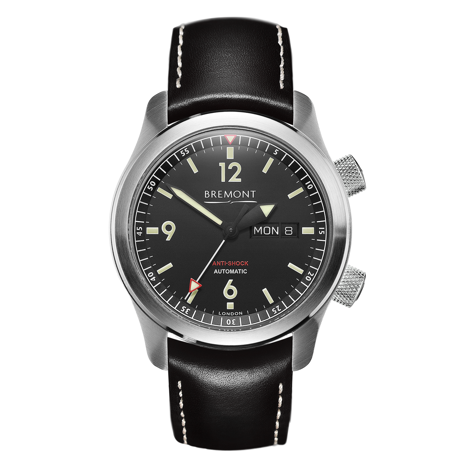U-2 ss Black Pilot's Watch Bracelet