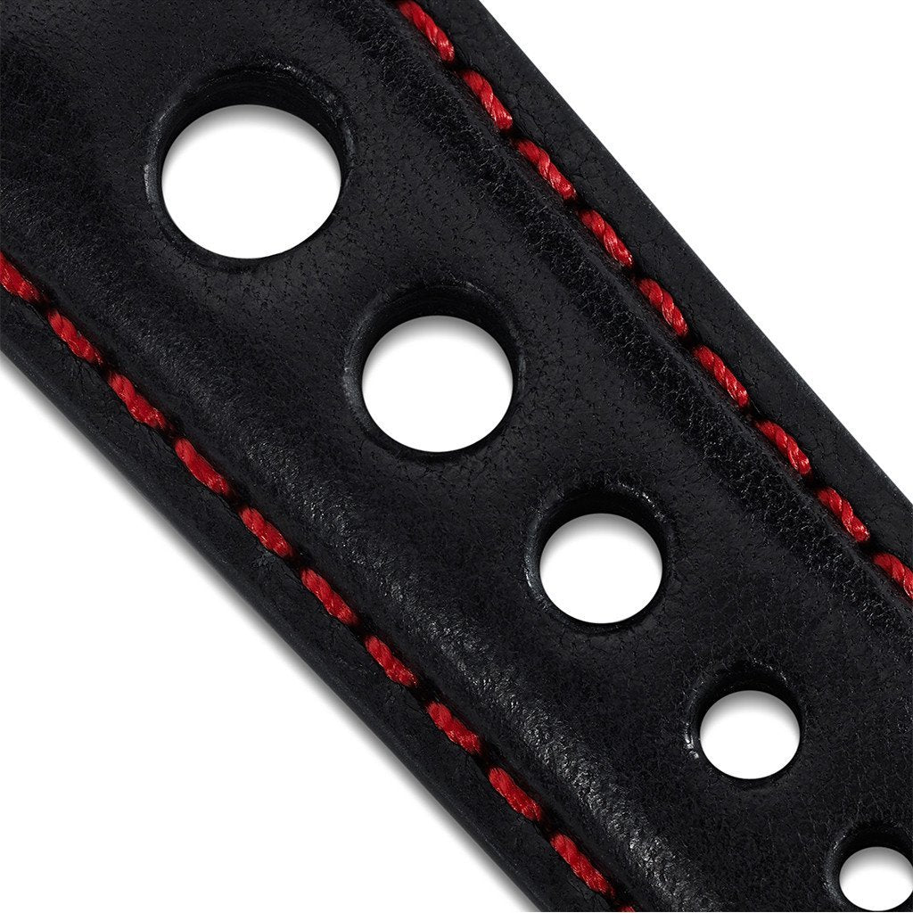 Bremont Chronometers Straps Mens Norton black cushioned Leather Strap red stitching Norton V4