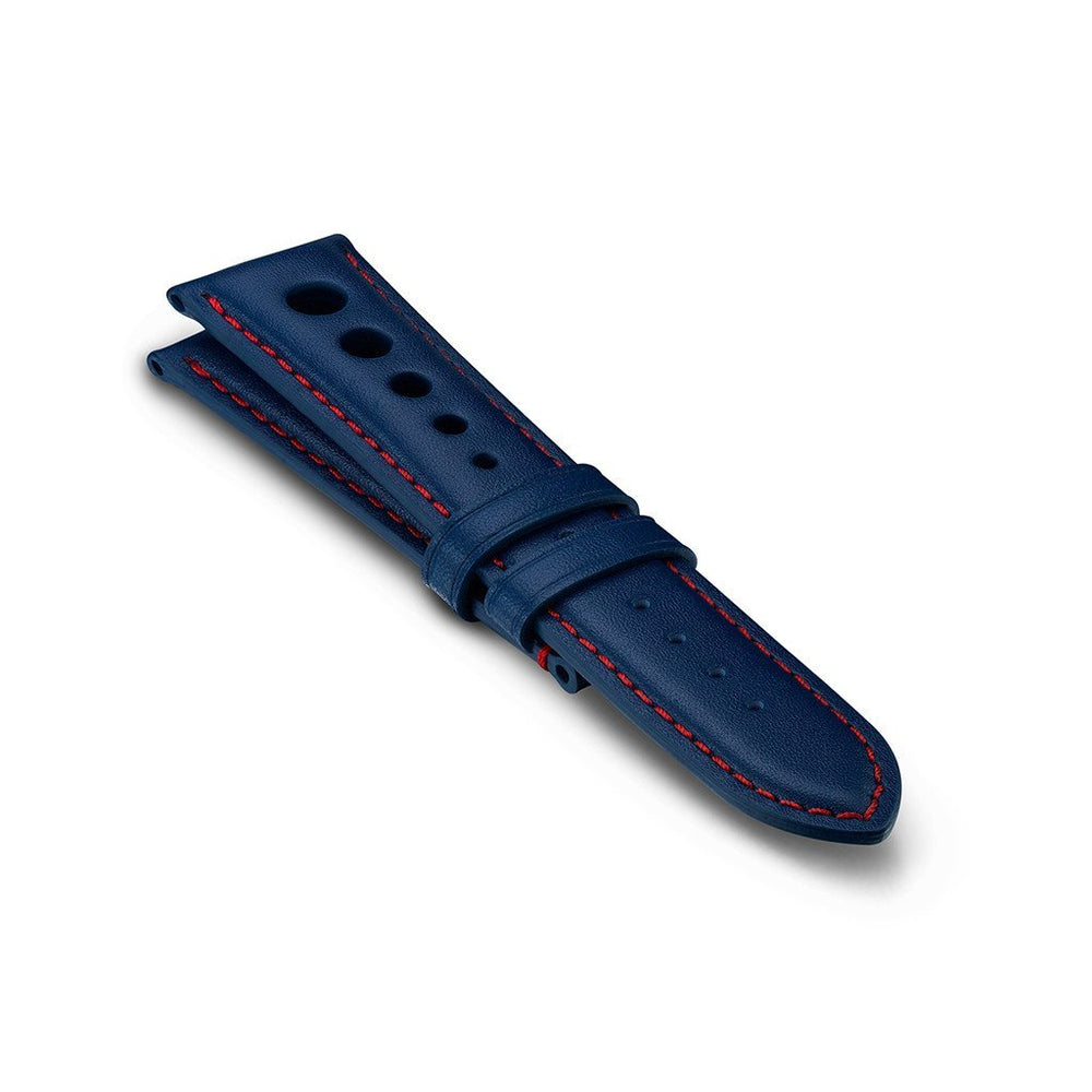 Bremont Chronometers Straps Mens Jaguar blue leather cushioned strap red stitching 