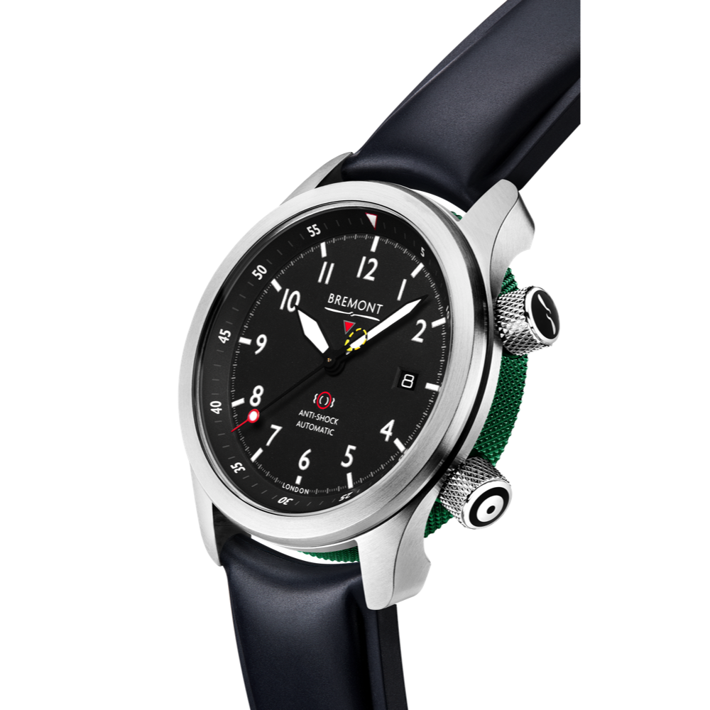 MBII Custom Stainless Steel, Black Dial with Green Barrel & Closed Case Back