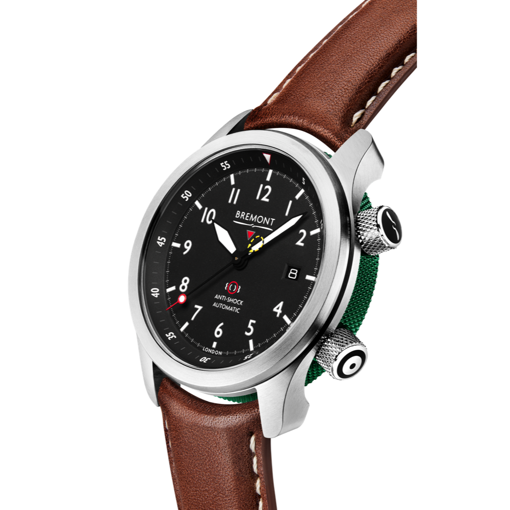 MBII Custom Stainless Steel, Black Dial with Green Barrel & Closed Case Back