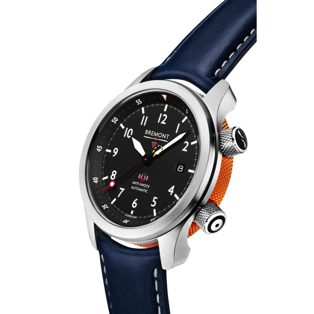 MBII Custom Stainless Steel, Black Dial with Orange Barrel & Closed Case Back