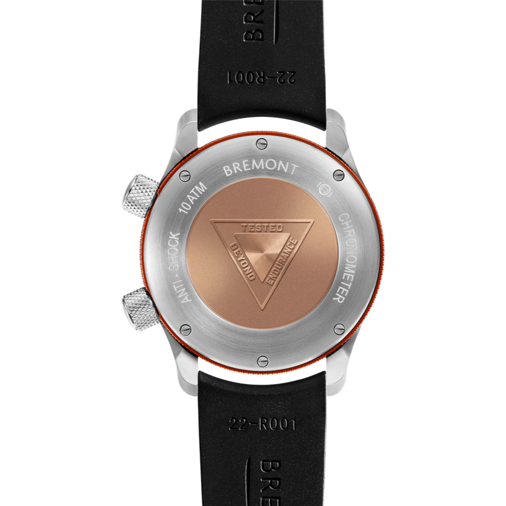MBII Custom Stainless Steel, White Dial with Orange Barrel & Closed Case Back