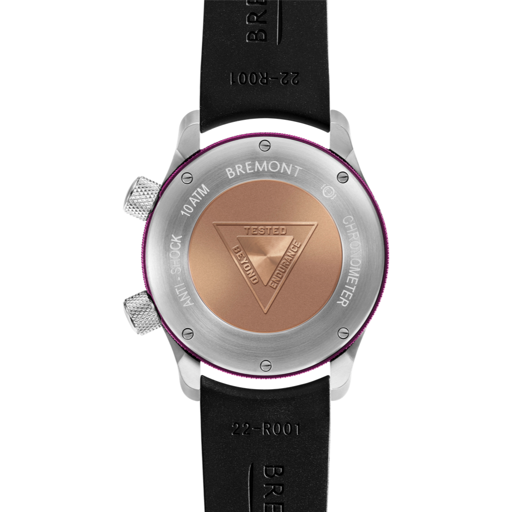 MBII Custom Stainless Steel, Black Dial with Purple Barrel & Closed Case Back