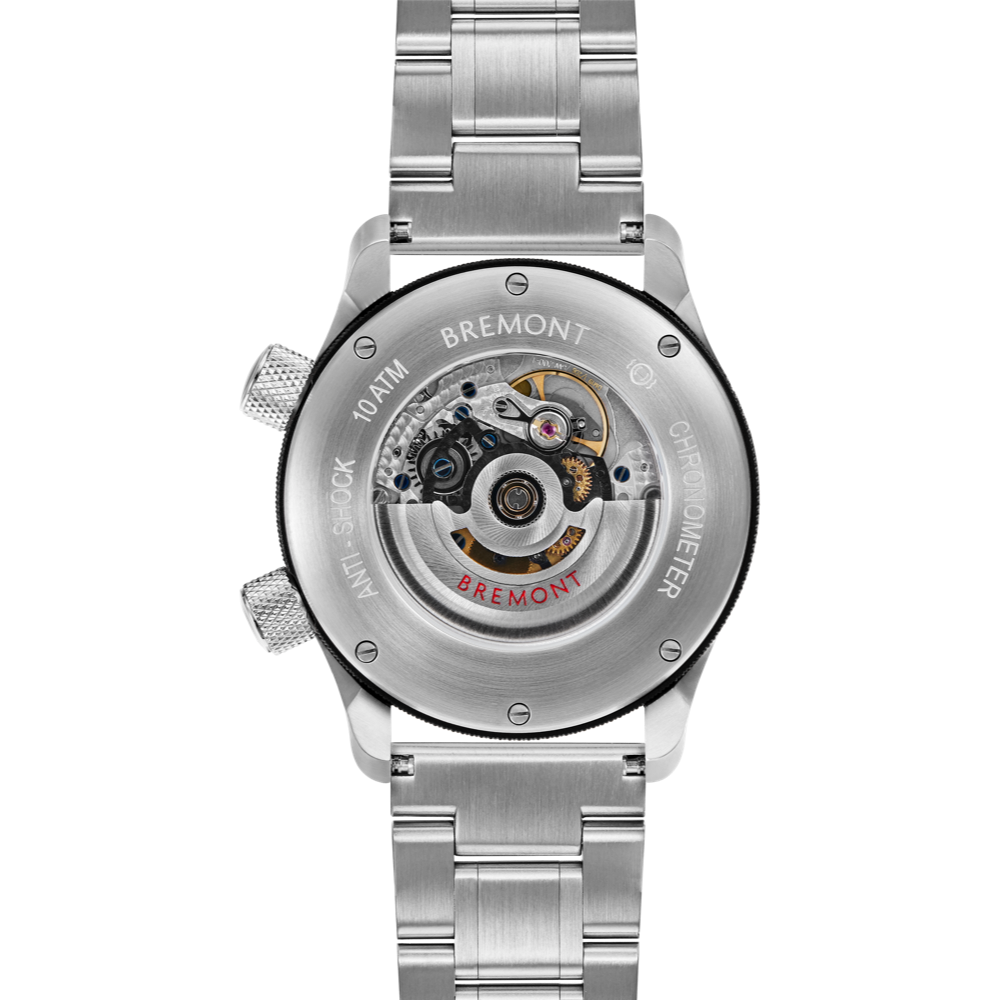 MBII Custom Stainless Steel, White Dial with Jet Barrel & Open Case Back