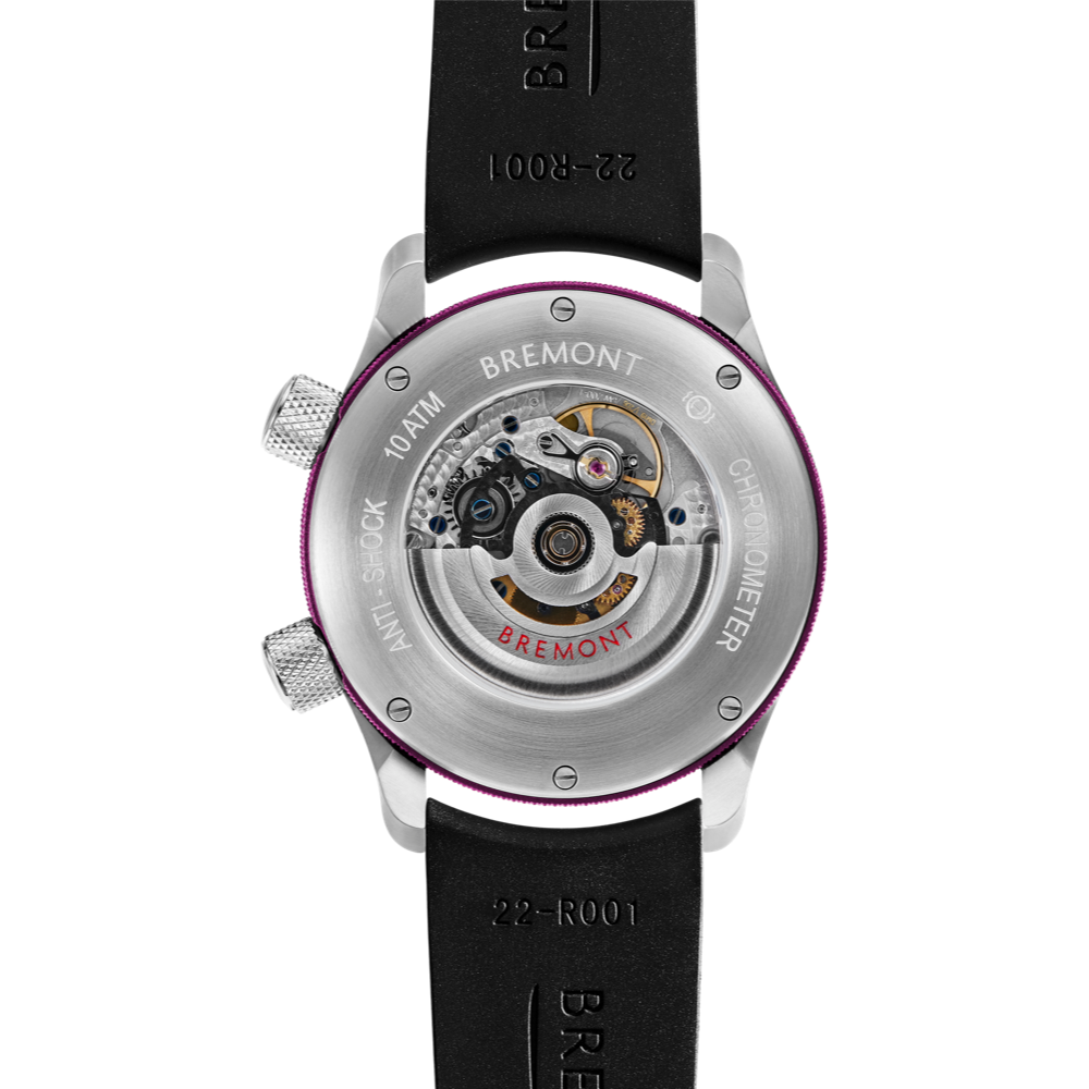 MBII Custom Stainless Steel, White Dial with Purple Barrel & Open Case Back