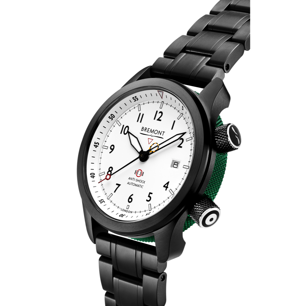 MBII Custom DLC, White Dial with Green Barrel & Closed Case Back