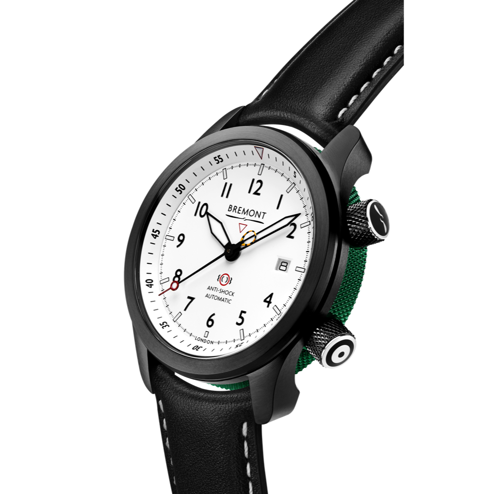 MBII Custom DLC, White Dial with Green Barrel & Open Case Back