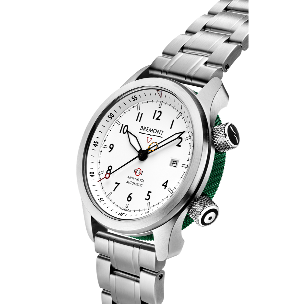 MBII Custom Stainless Steel, White Dial with Green Barrel & Open Case Back