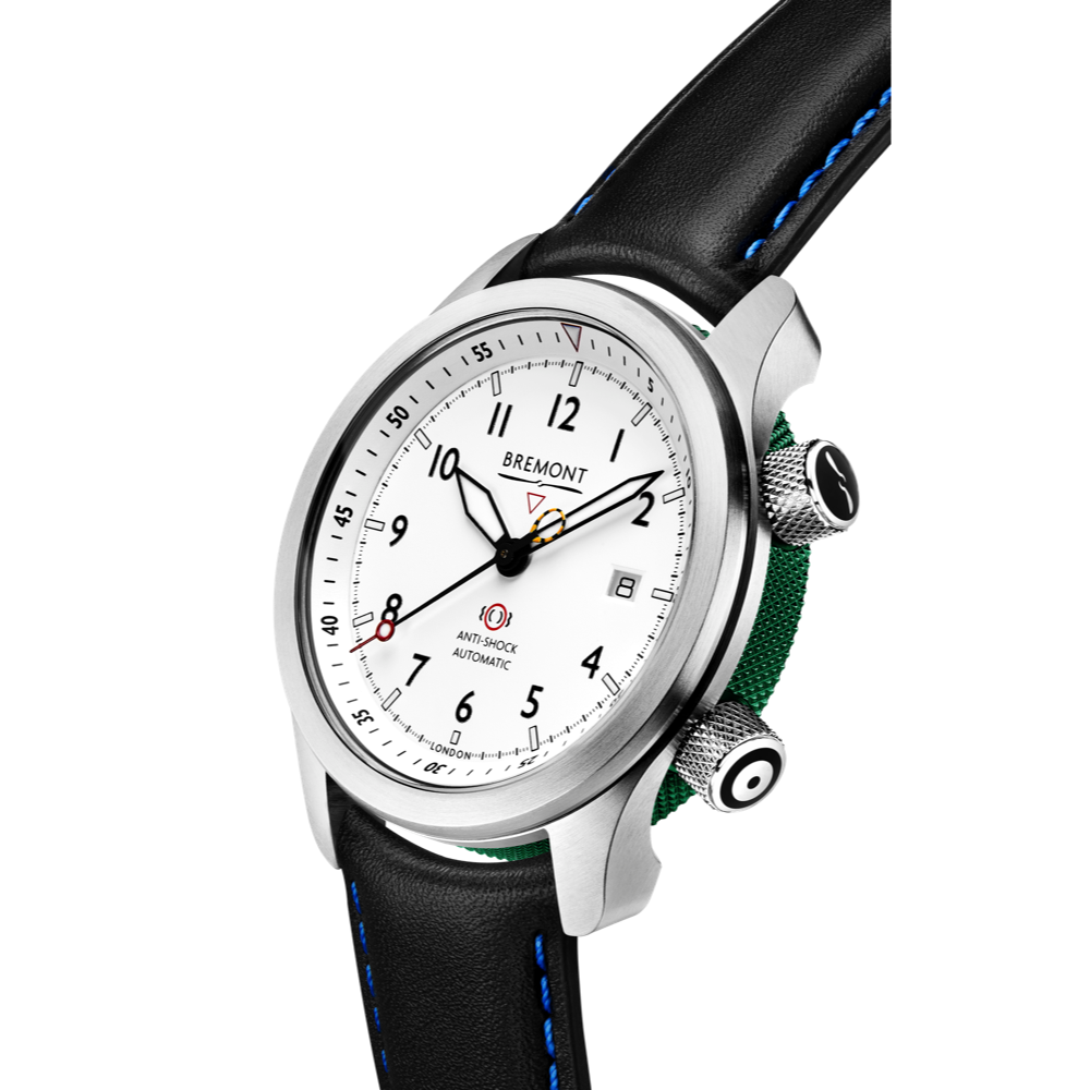 MBII Custom Stainless Steel, White Dial with Green Barrel & Closed Case Back