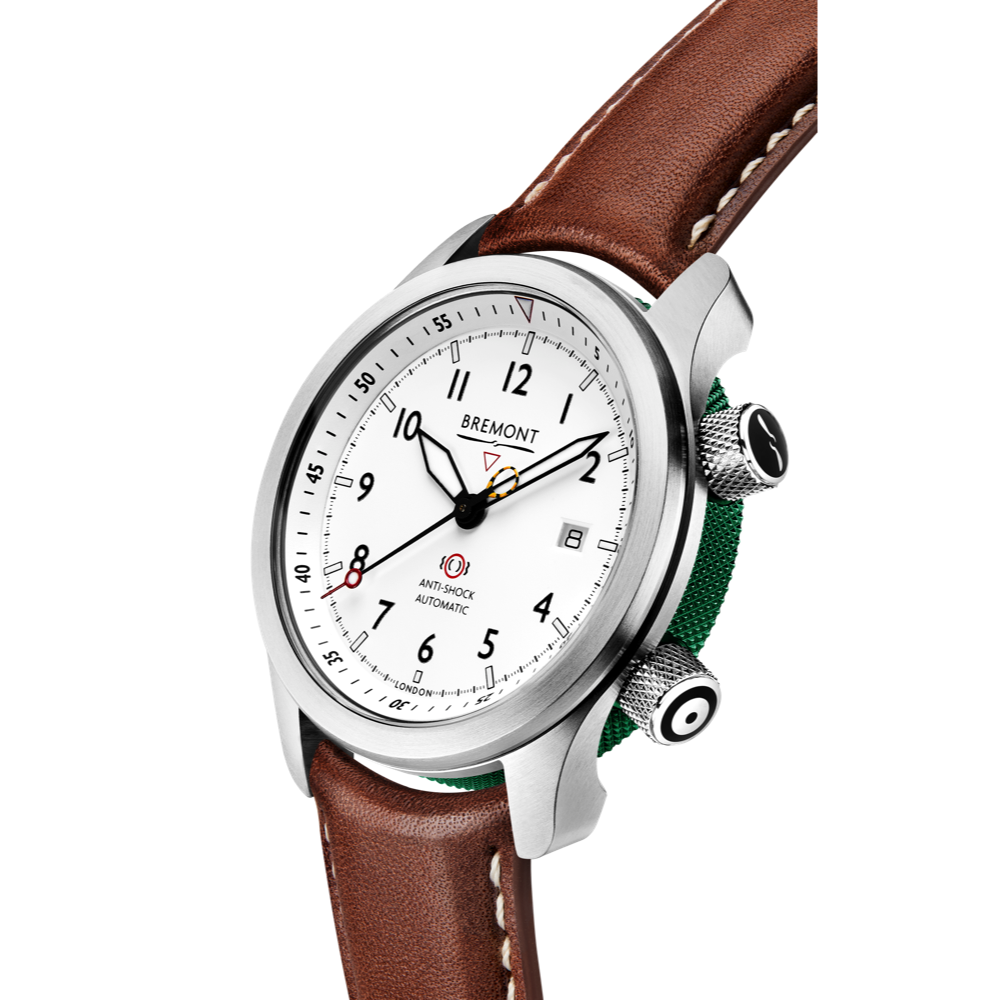 MBII Custom Stainless Steel, White Dial with Green Barrel & Open Case Back