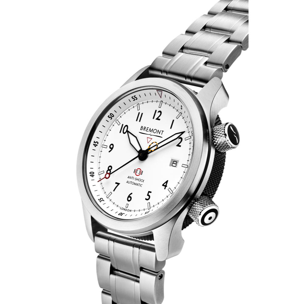 MBII Custom Stainless Steel, White Dial with Jet Barrel & Closed Case Back