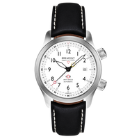 MBII Custom Stainless Steel, White Dial with Orange Barrel & Open Case Back