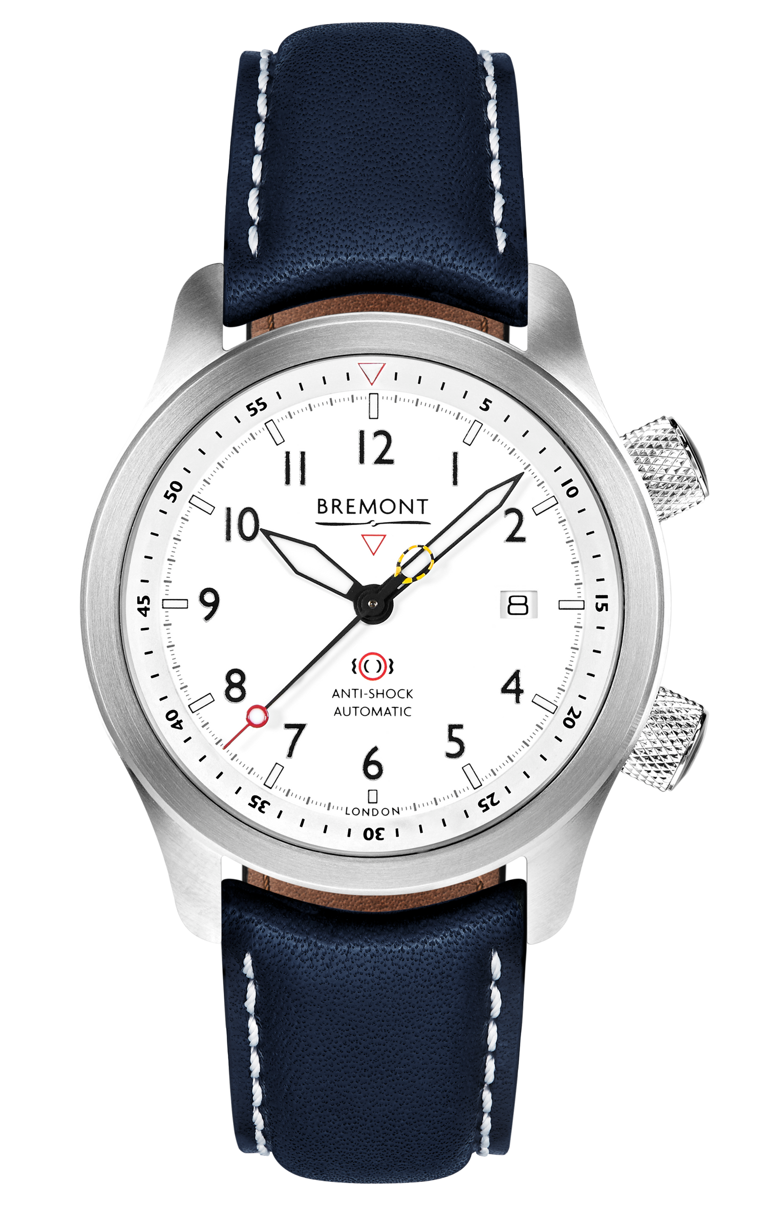 Bremont Watch Company Configurator MBII Custom Stainless Steel, White Dial with Dark Blue Barrel & Closed Case Back