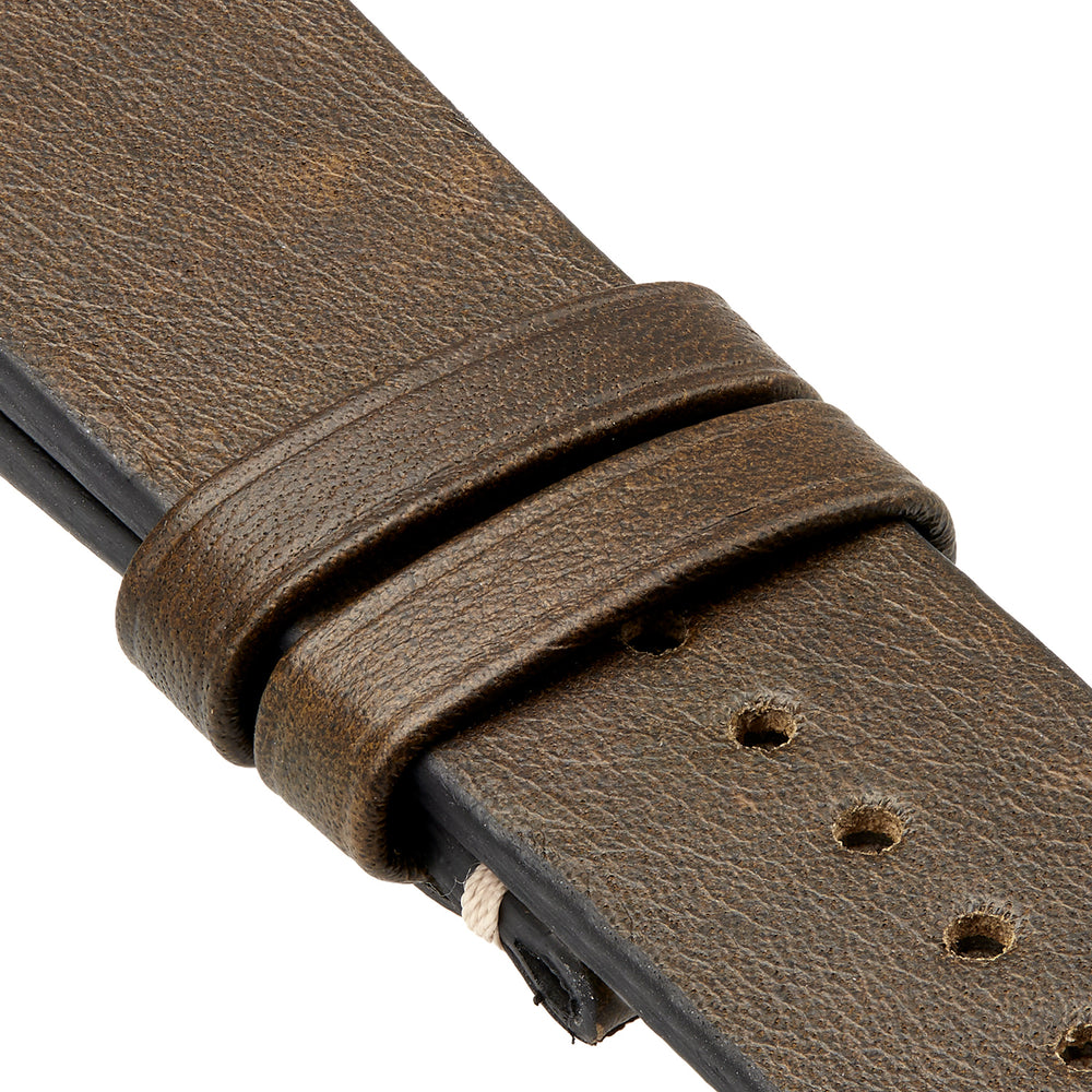Vintage Leather Khaki Side Stitch Strap