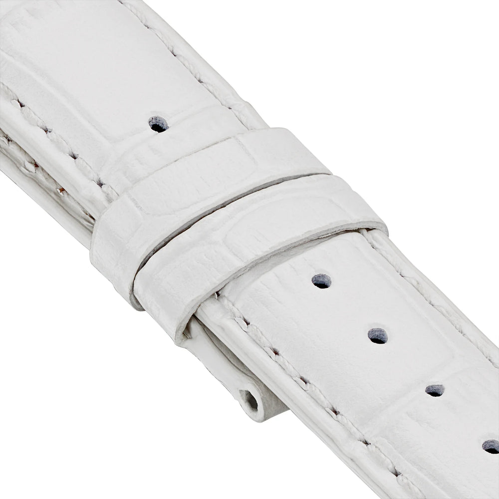 Leather Strap with Alligator Embossing - White