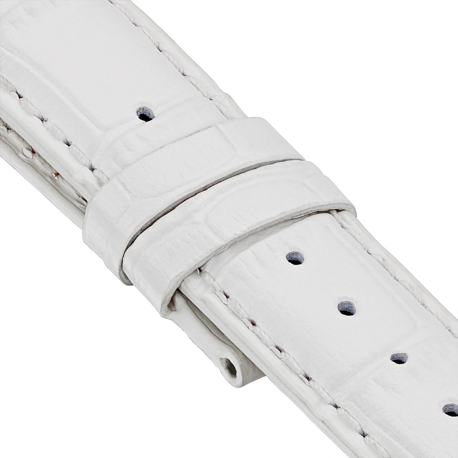 Leather Strap with Alligator Embossing - White